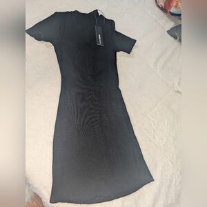 Fashion Nova Black Ribbed Mini Dress